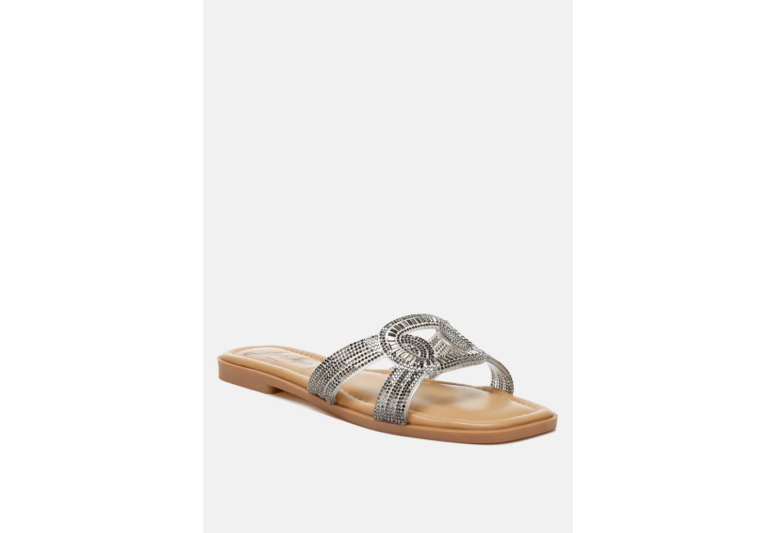London Rag Women's Minople Rhinestones Embellished Flat