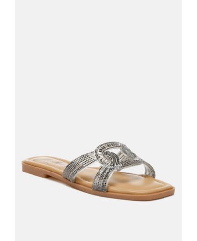London Rag Women's Minople Rhinestones Embellished Flat