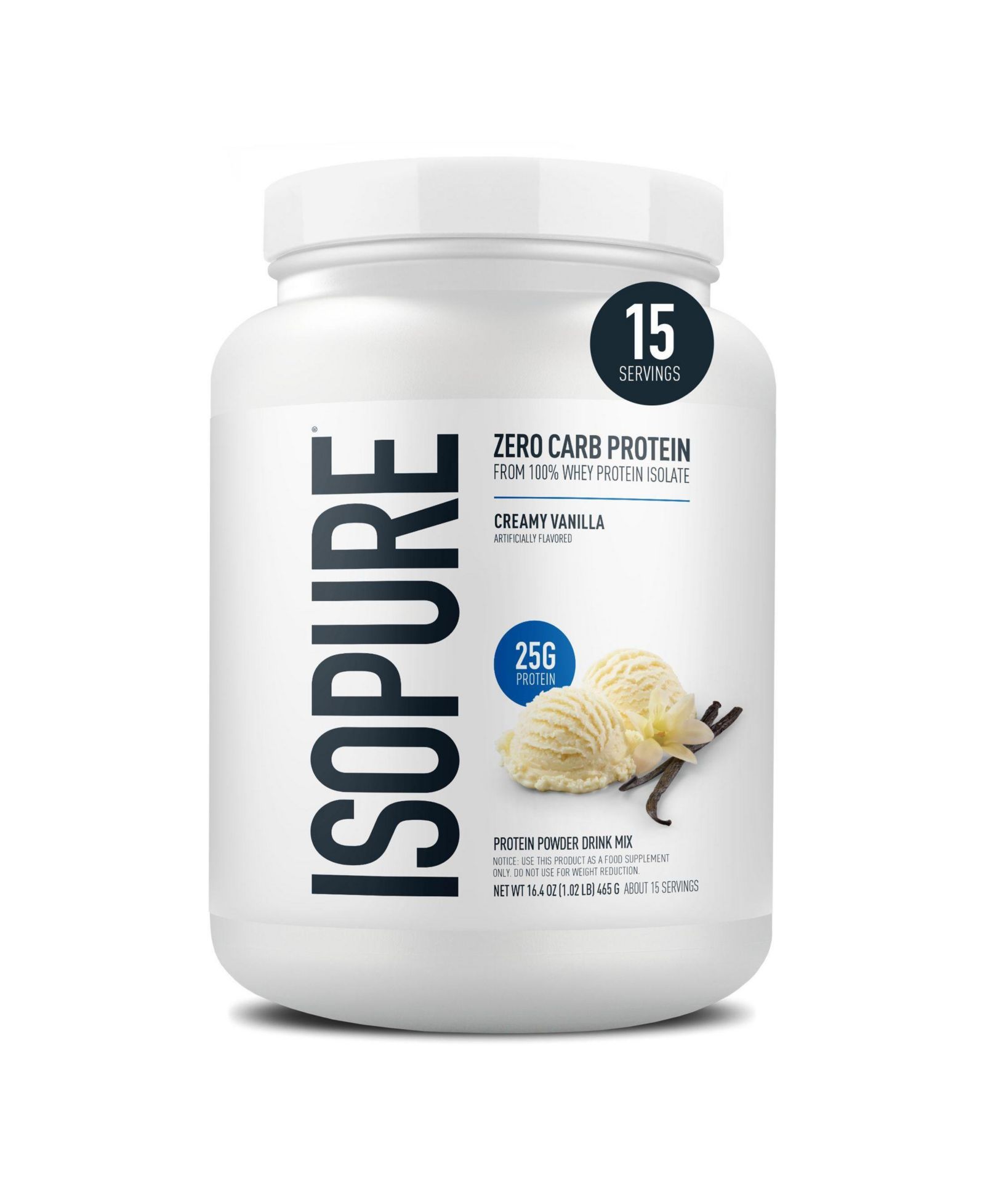 Isopure Zero Carb 100% чистый изолят сывороточного протеина, сливочная ваниль, 25 г белка, 15 порций в банке