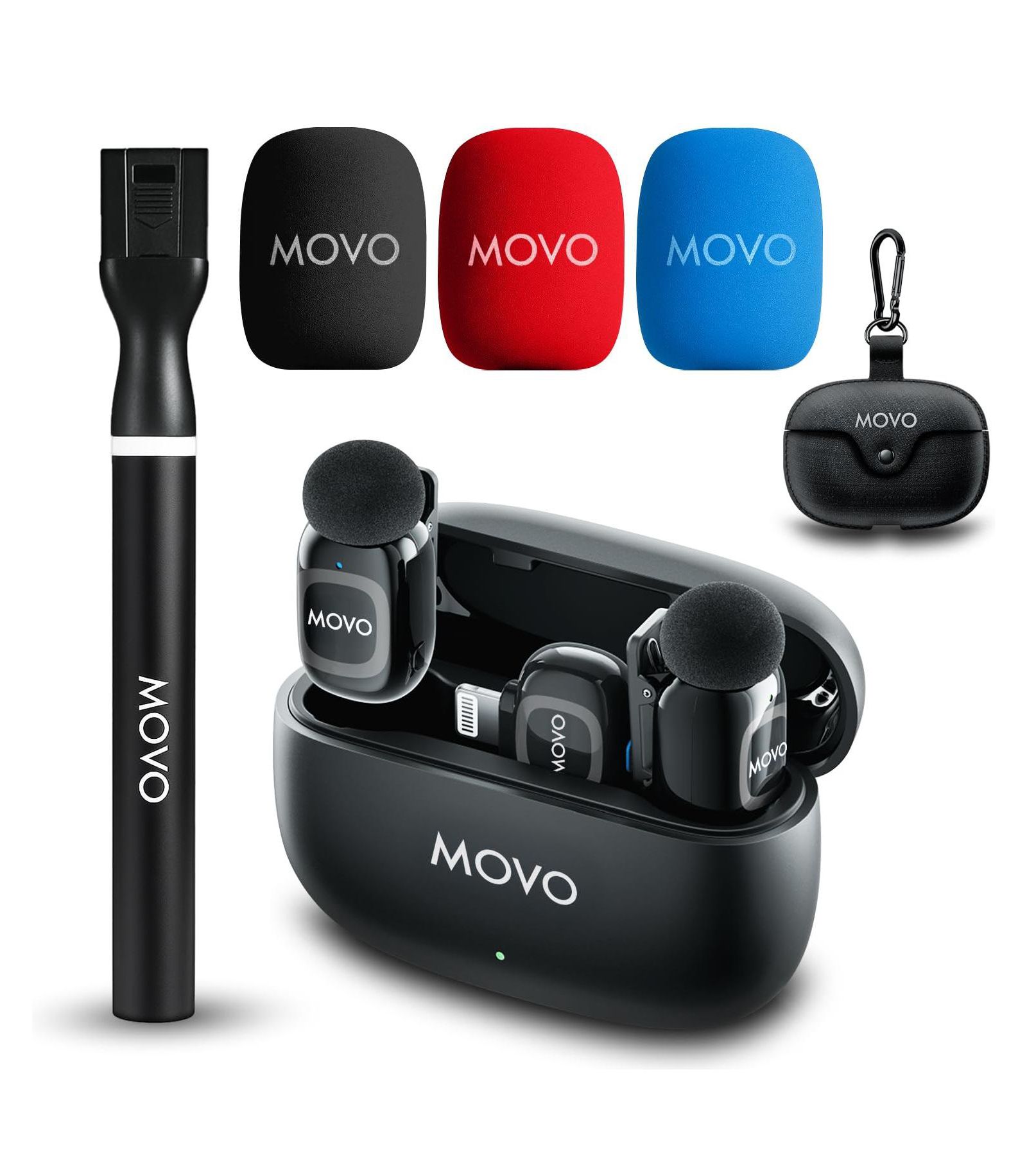 Movo NanoMic Dual Wireless Noise-Canceling Lavalier Microphone for iPhone with Lightning