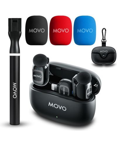 Movo NanoMic Dual Wireless Noise-Canceling Lavalier Microphone for iPhone with Lightning