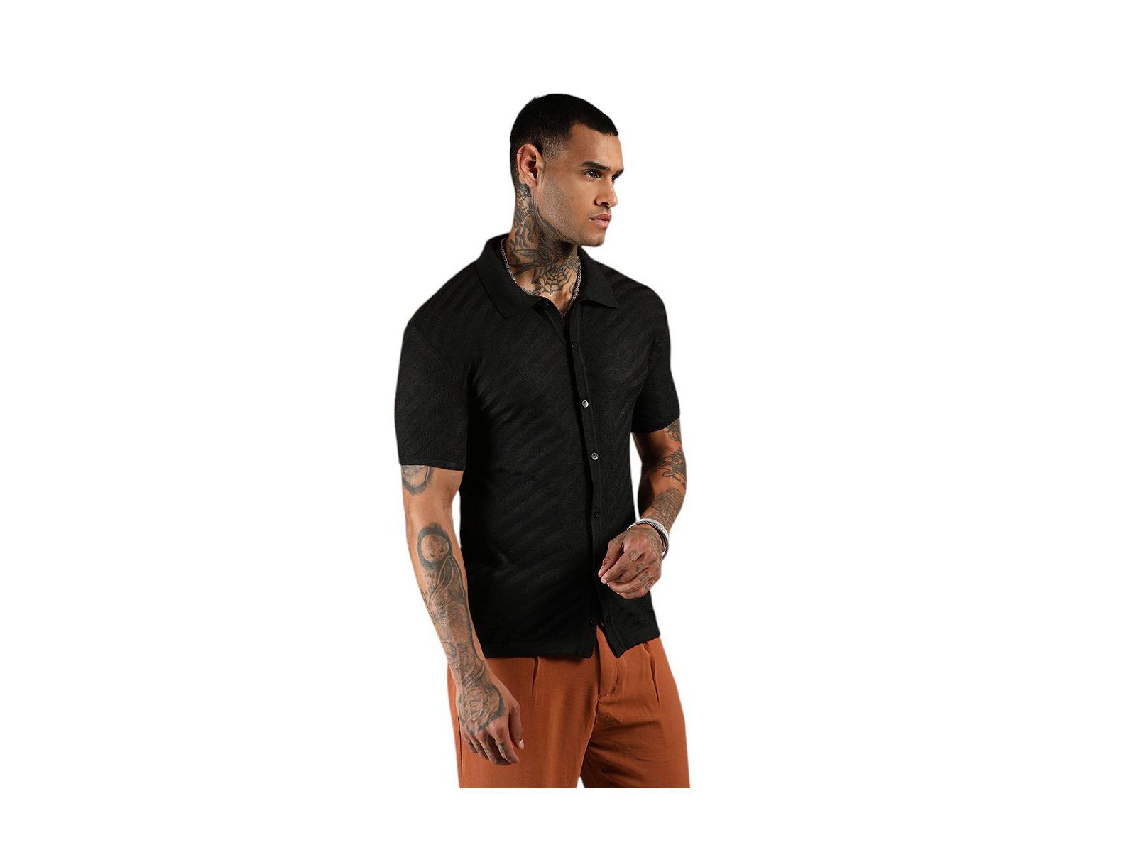 Campus Sutra Men's Tilted-Knit Shirt