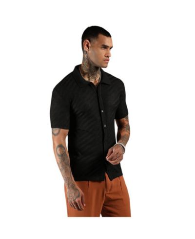 Campus Sutra Men's Tilted-Knit Shirt