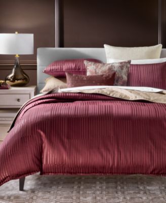 Hotel Collection Metallic Strie Bordeaux 3-Pc. Comforter Set, Full/Queen