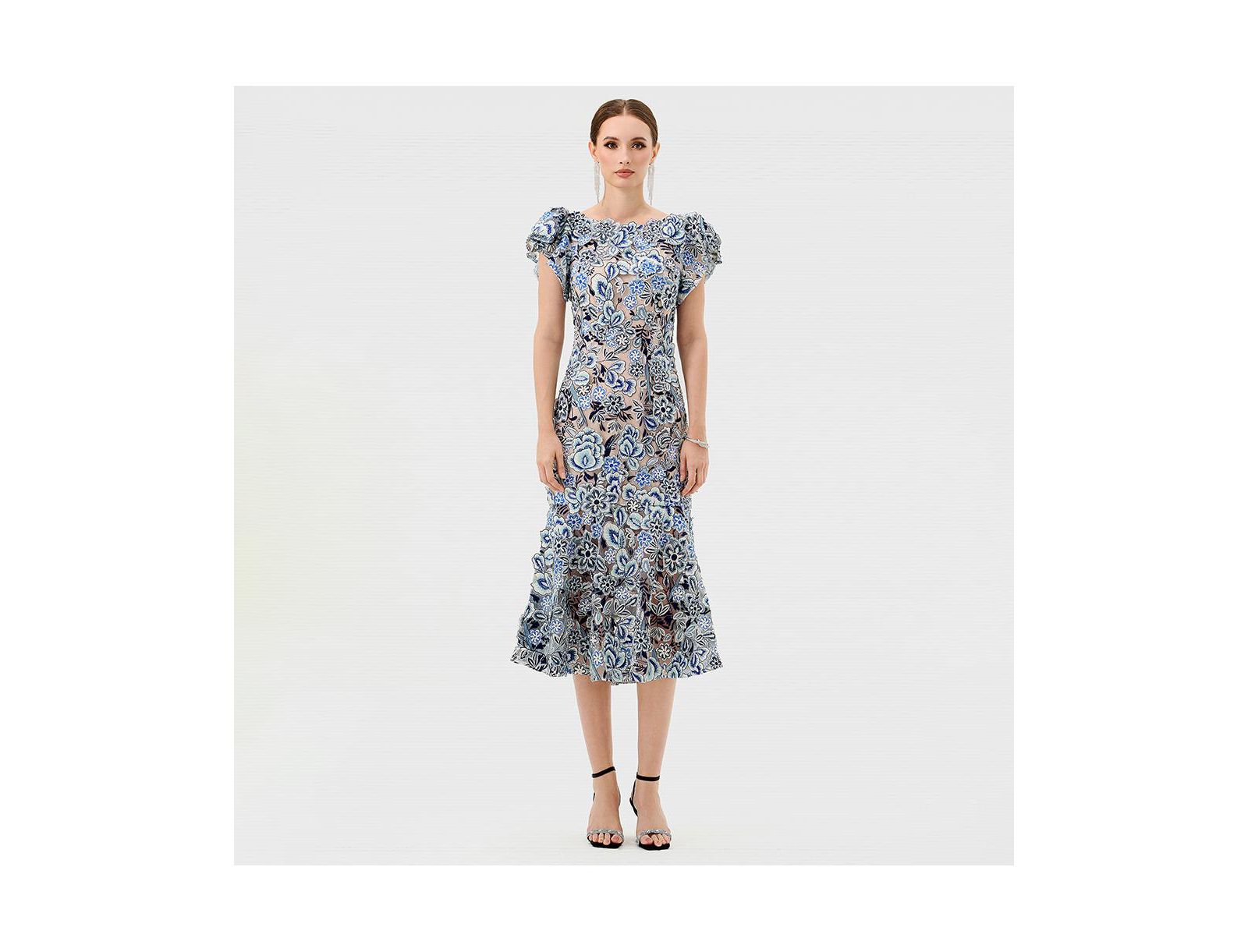 BARIANO Women's Peri Flutter Sleeve Midi