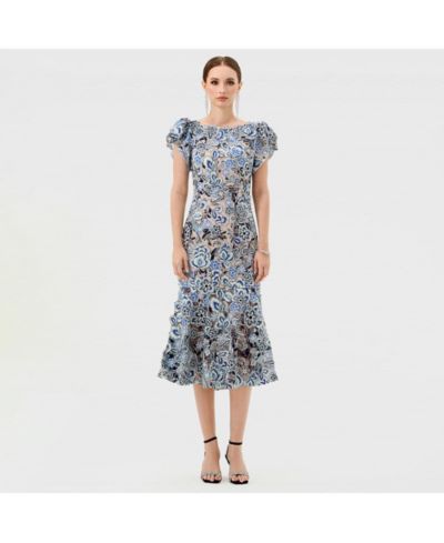 BARIANO Women's Peri Flutter Sleeve Midi