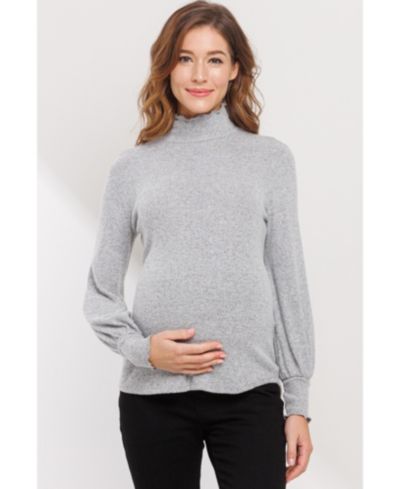 Hello Miz Maternity Turtleneck Ribbed Knit Long Sleeve Sweater