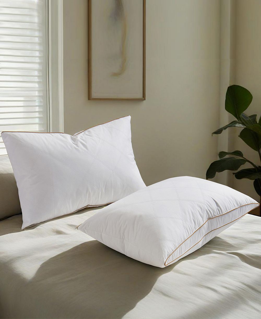UNIKOME Medium Firm Goose Feather and Down 2-Pack Pillows, King