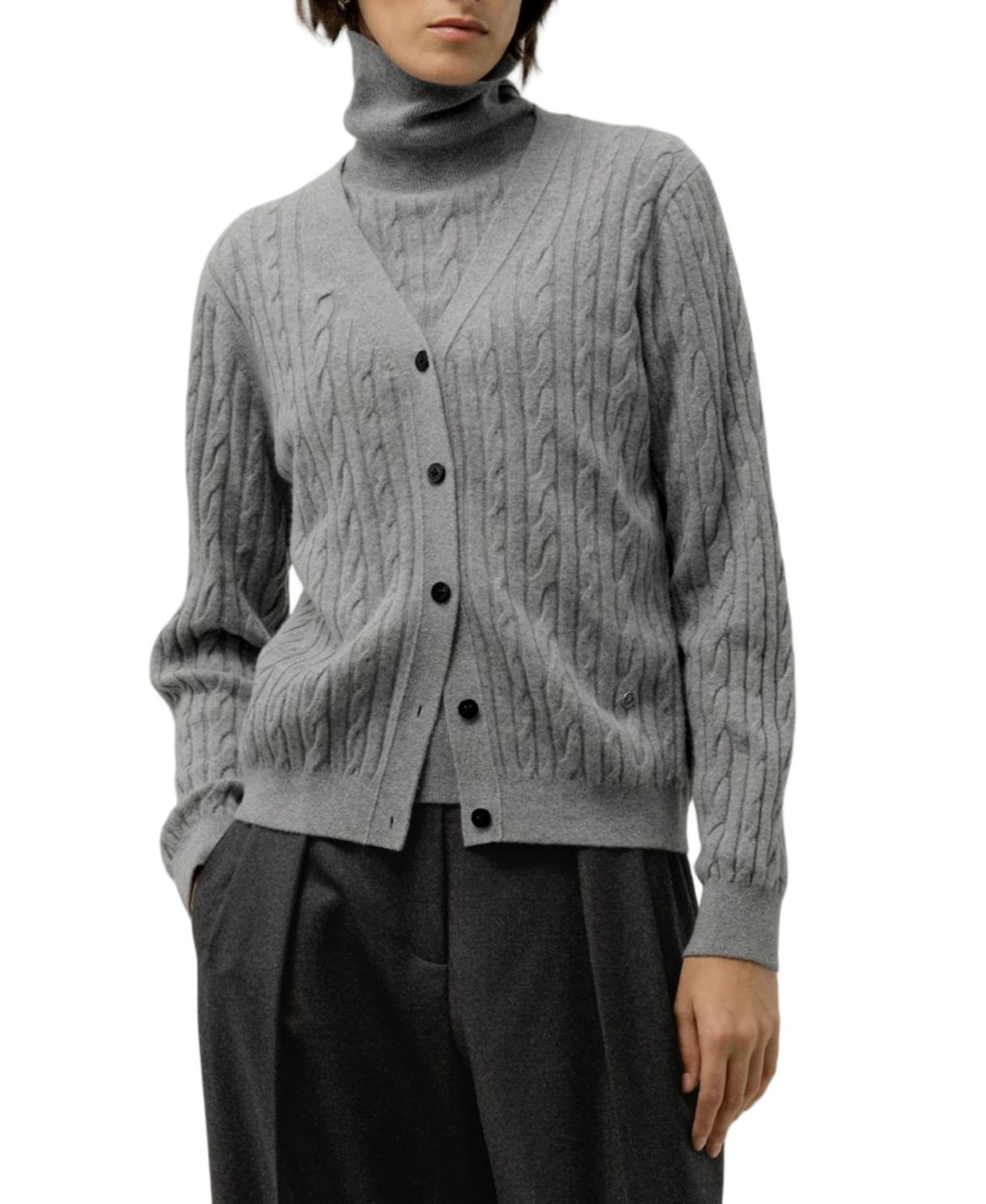 LILYSILK Women's Cable-Knit Baby Cashmere Cardigan