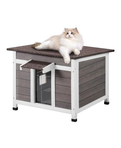 COZITO Weatherproof Wooden Outdoor Cat Shelter with Door Flaps, 24