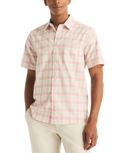 Nautica Men's Short-Sleeve 100% Cotton Plaid Collared Shirt