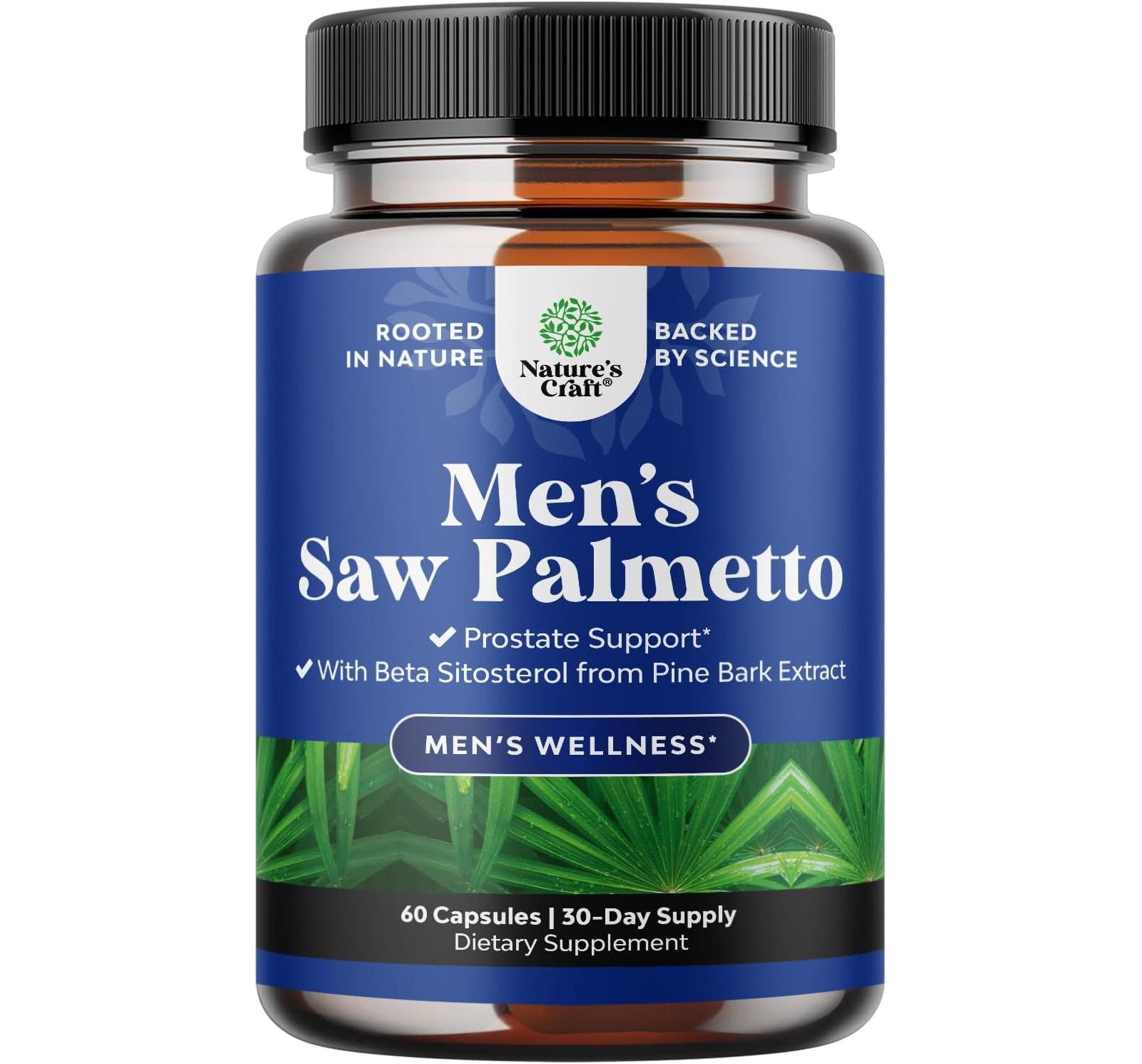 Мужской экстракт Saw Palmetto для здоровья простаты и волос, Nature's Craft, 60 шт
