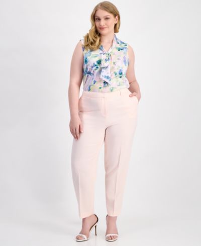 Брюки Tahari ASL Plus Size Classic Press-Pleat Straight-Leg