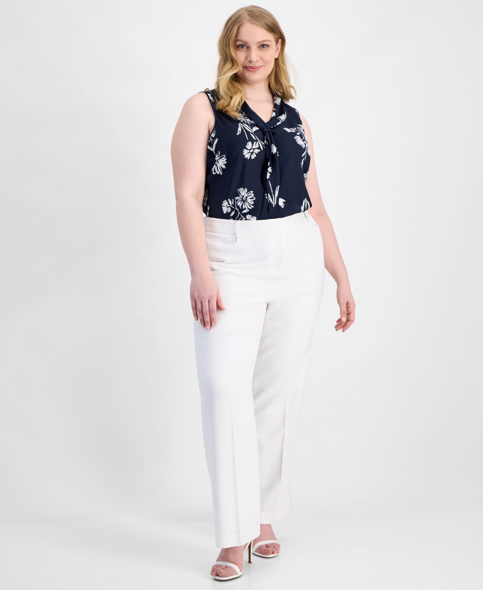 Брюки Tahari ASL Plus Size Press-Pleat Straight-Leg
