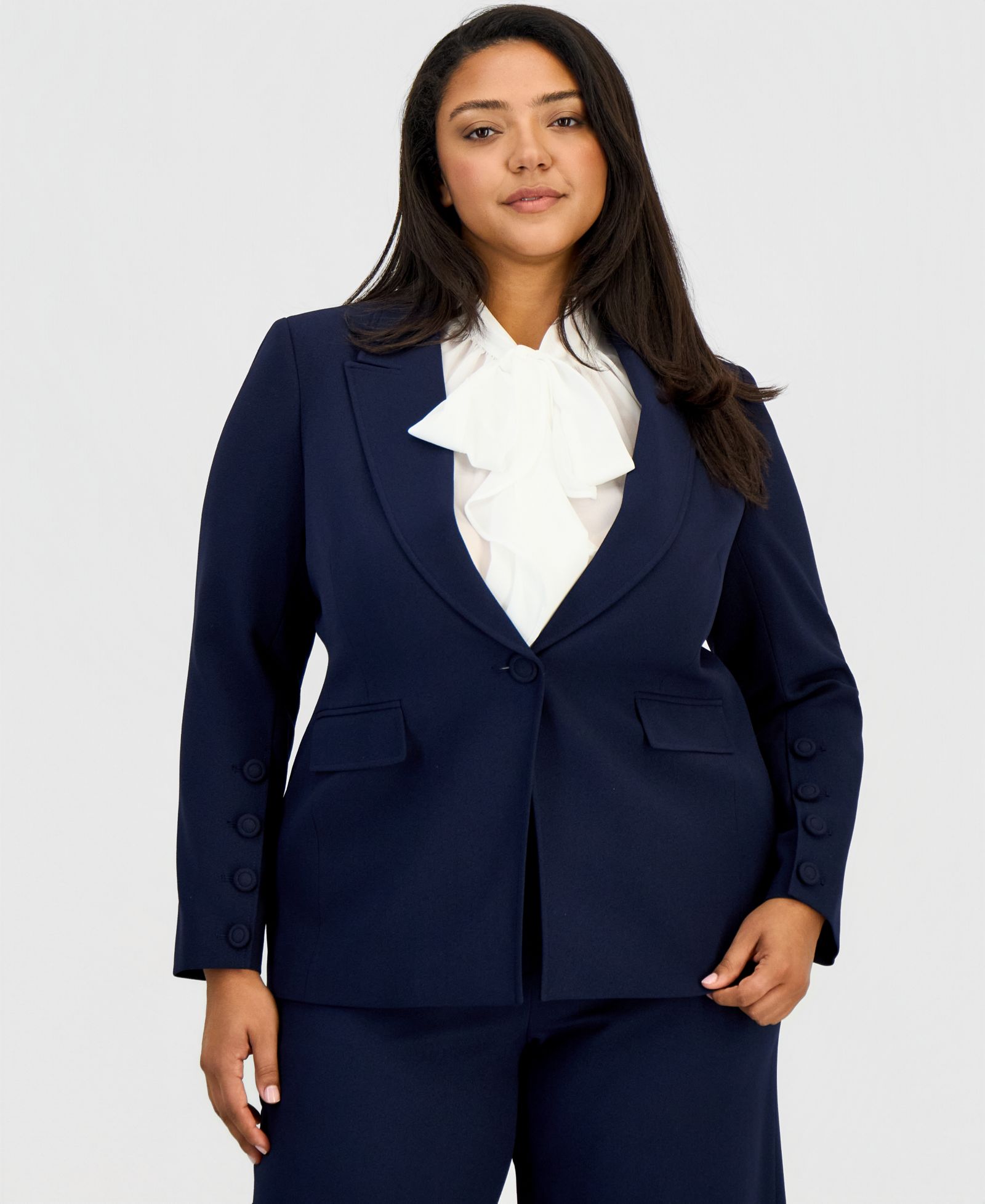 Женский блейзер Tahari ASL Plus Size Peak Lapel One-Button