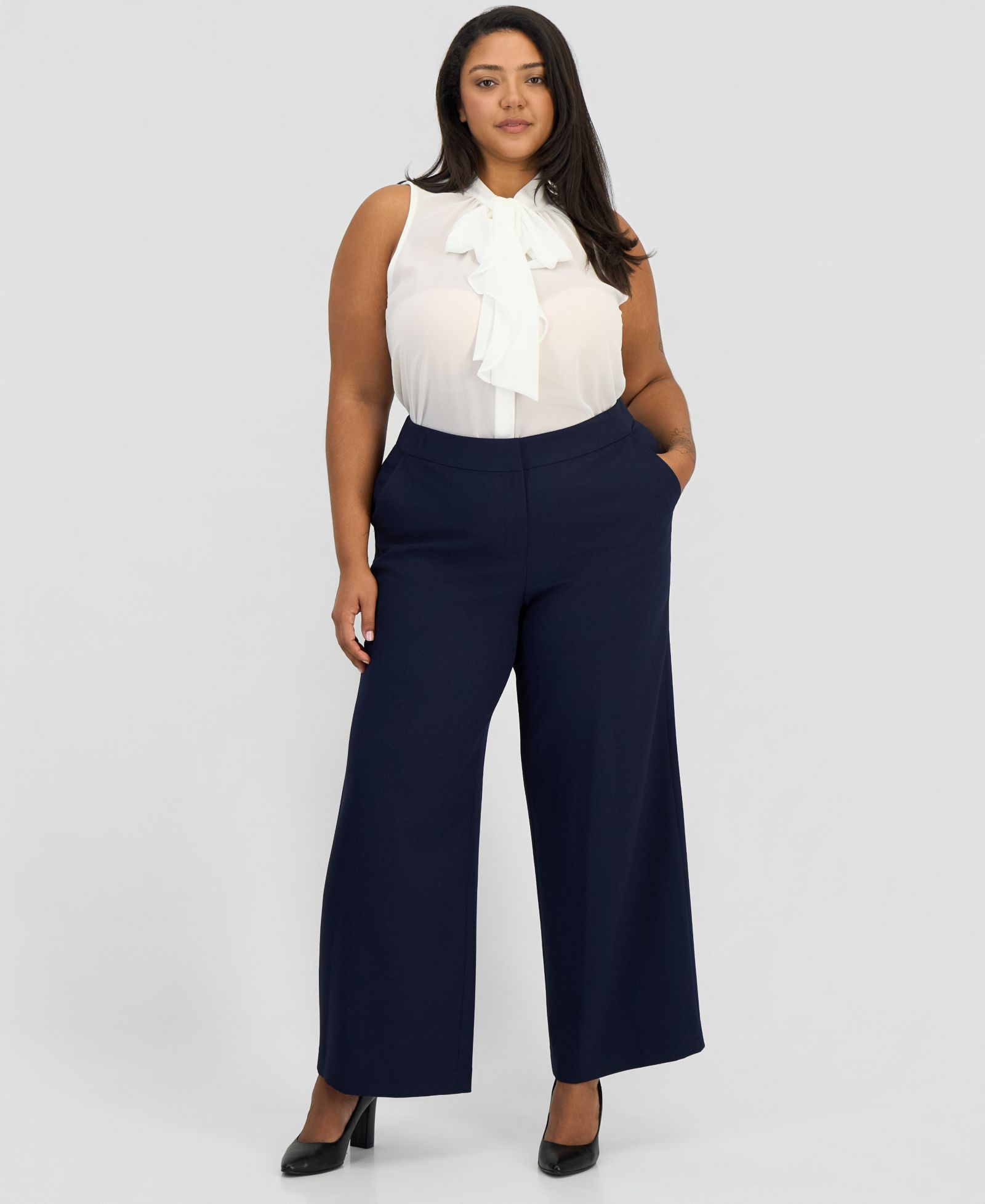 Tahari ASL Plus Size брюки с завышенной талией и широкими штанинами