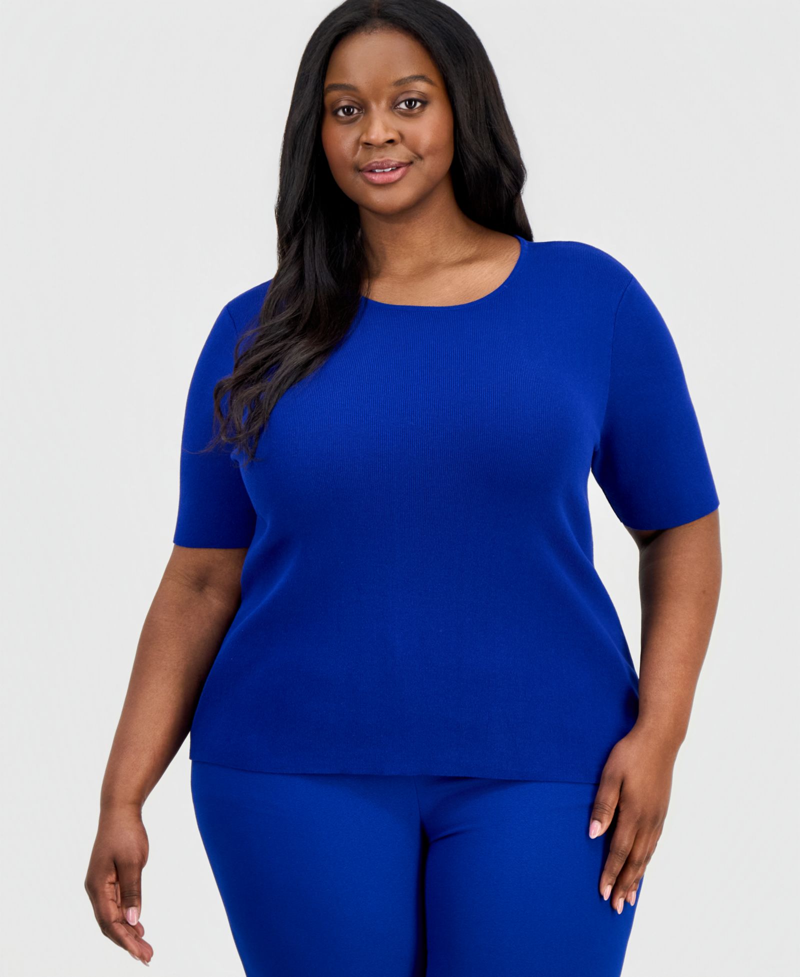 Tahari ASL Plus Size Sweater T-Shirt с рукавом 3/4