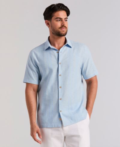 Cubavera Men's Linen Slub Texture Panel Classic-Fit Shirt