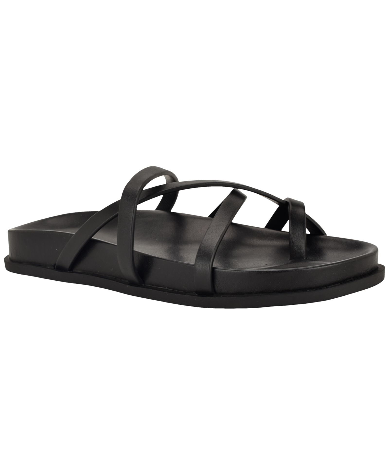 Calvin Klein Women's Helden Leather Strappy Flat Footbed Sandals