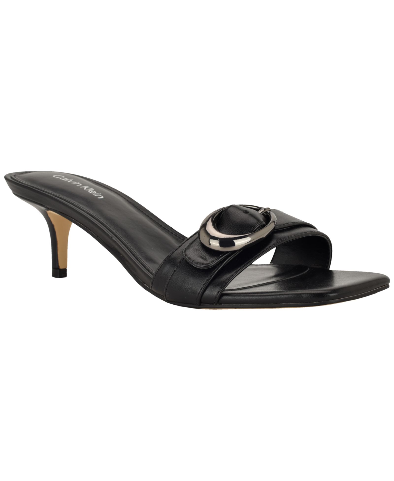 Calvin Klein Women's Neveena Buckle Strap Kitten Heel Dress Sandals