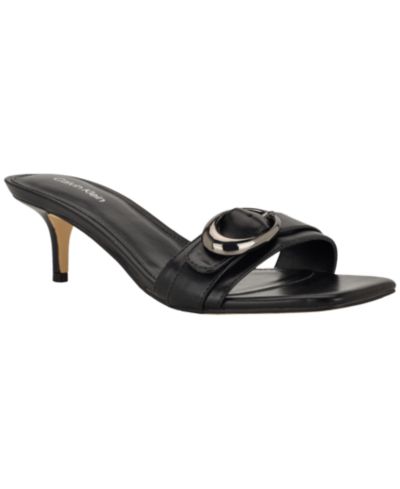 Calvin Klein Women's Neveena Buckle Strap Kitten Heel Dress Sandals