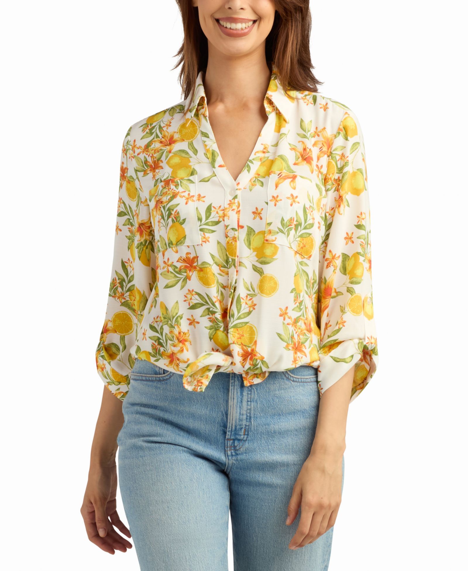 Рубашка BCX Women's Printed Collared Neck
