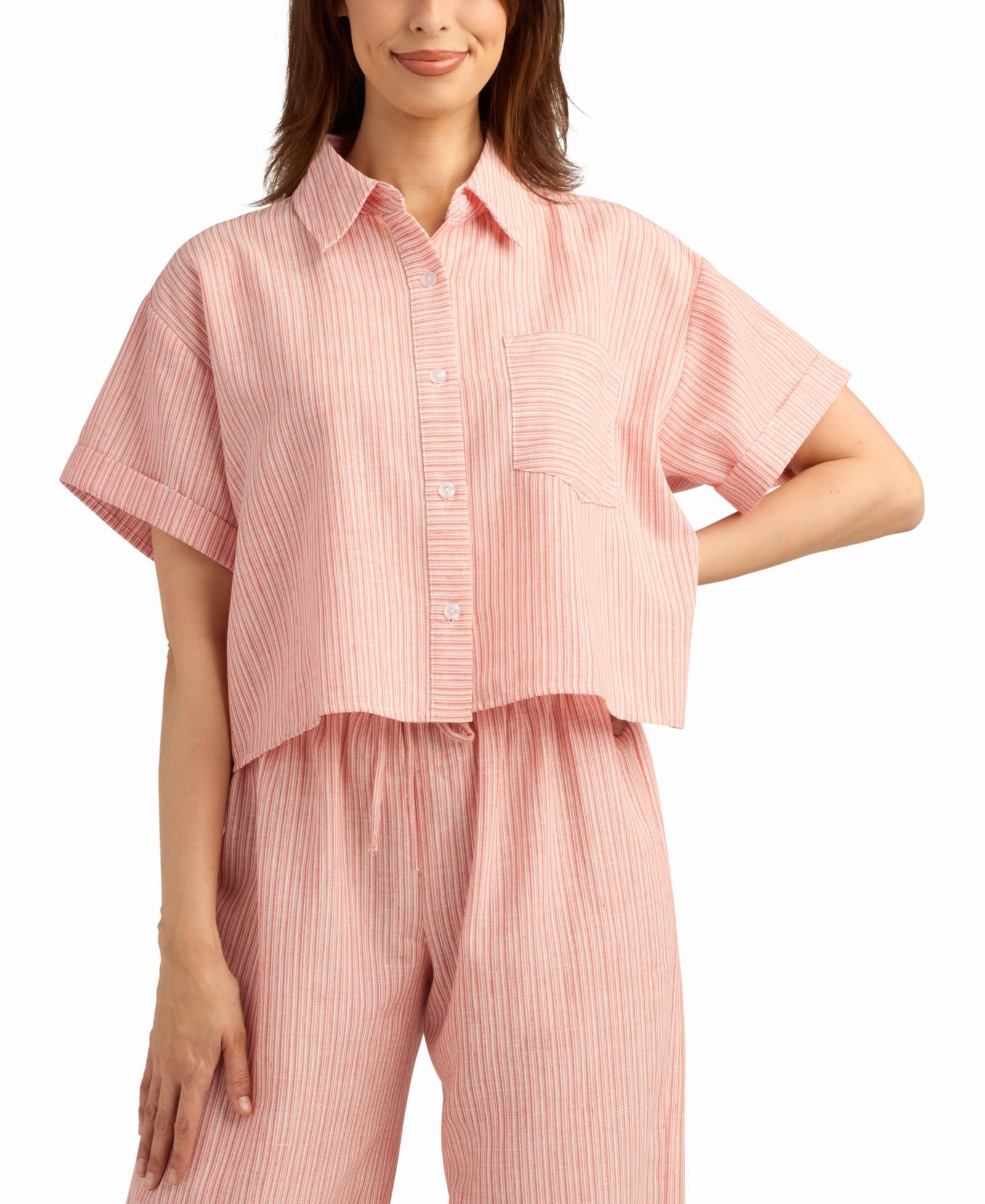 Женская рубашка BCX Mini Striped Collared Neck