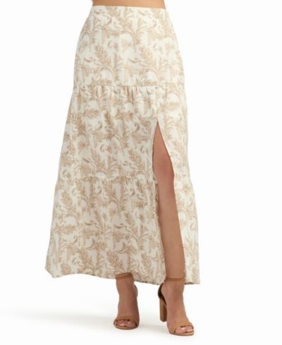 BCX Women's Printed Heavy Dobby Tiered Skirt