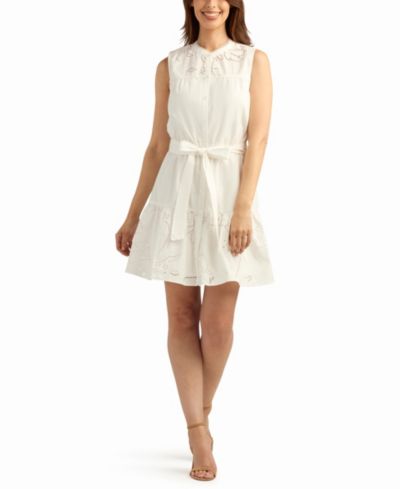 Платье BCX Women's Solid Novelty Eyelet V-Neck Mini