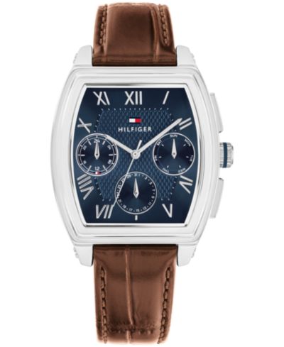 Tommy Hilfiger Men's Multifunction Brown Leather Strap Watch, 36mm