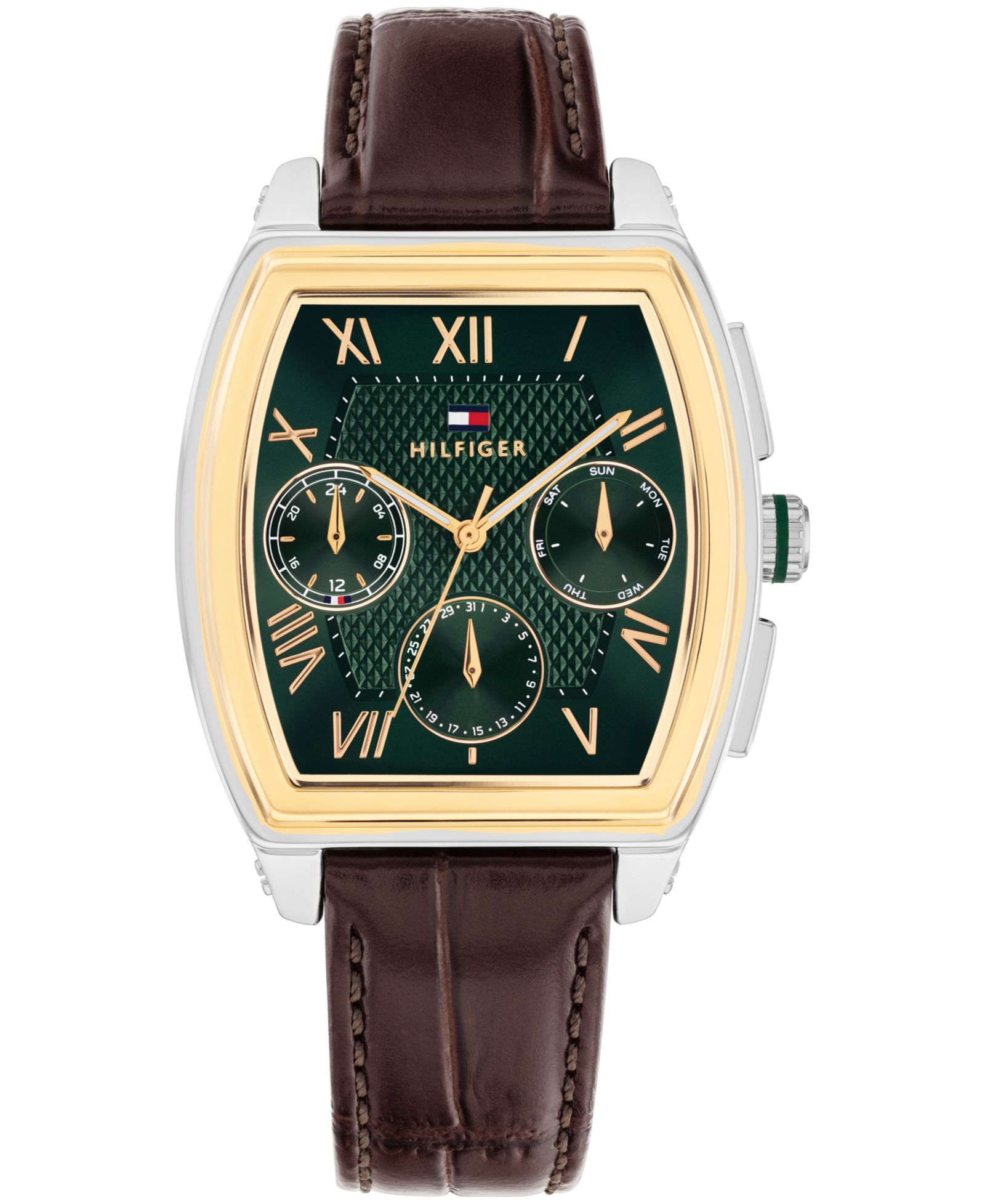 Tommy Hilfiger Men's Multifunction Dark Brown Leather Bracelet Watch, 36mm