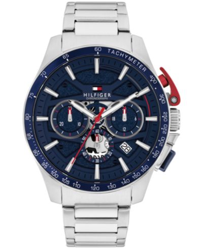Tommy Hilfiger Мужские часы Chronograph Silver Tone Stainless Steel Bracelet 44mm