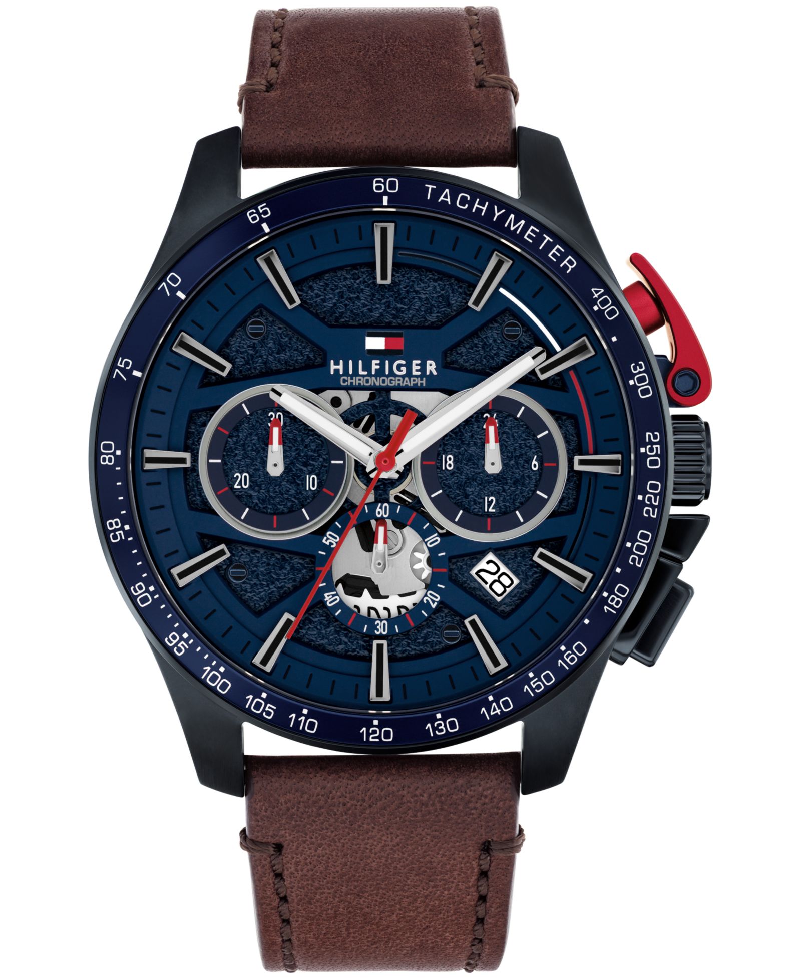 Мужские часы Tommy Hilfiger Chronograph Brown Leather Strap 44mm
