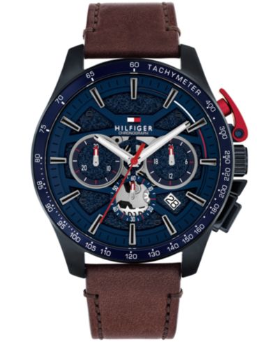 Мужские часы Tommy Hilfiger Chronograph Brown Leather Strap 44mm