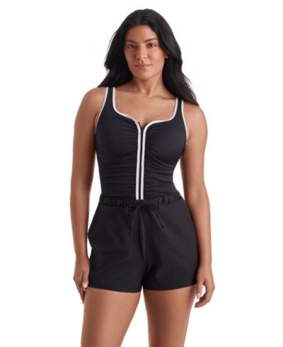 Женский спортивный ромпер ShapeSolver Shirred Scoop Neck