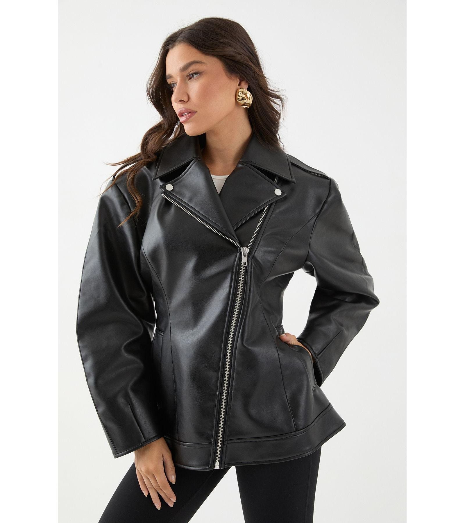 MissPap Women's Faux Leather Biker Jacket