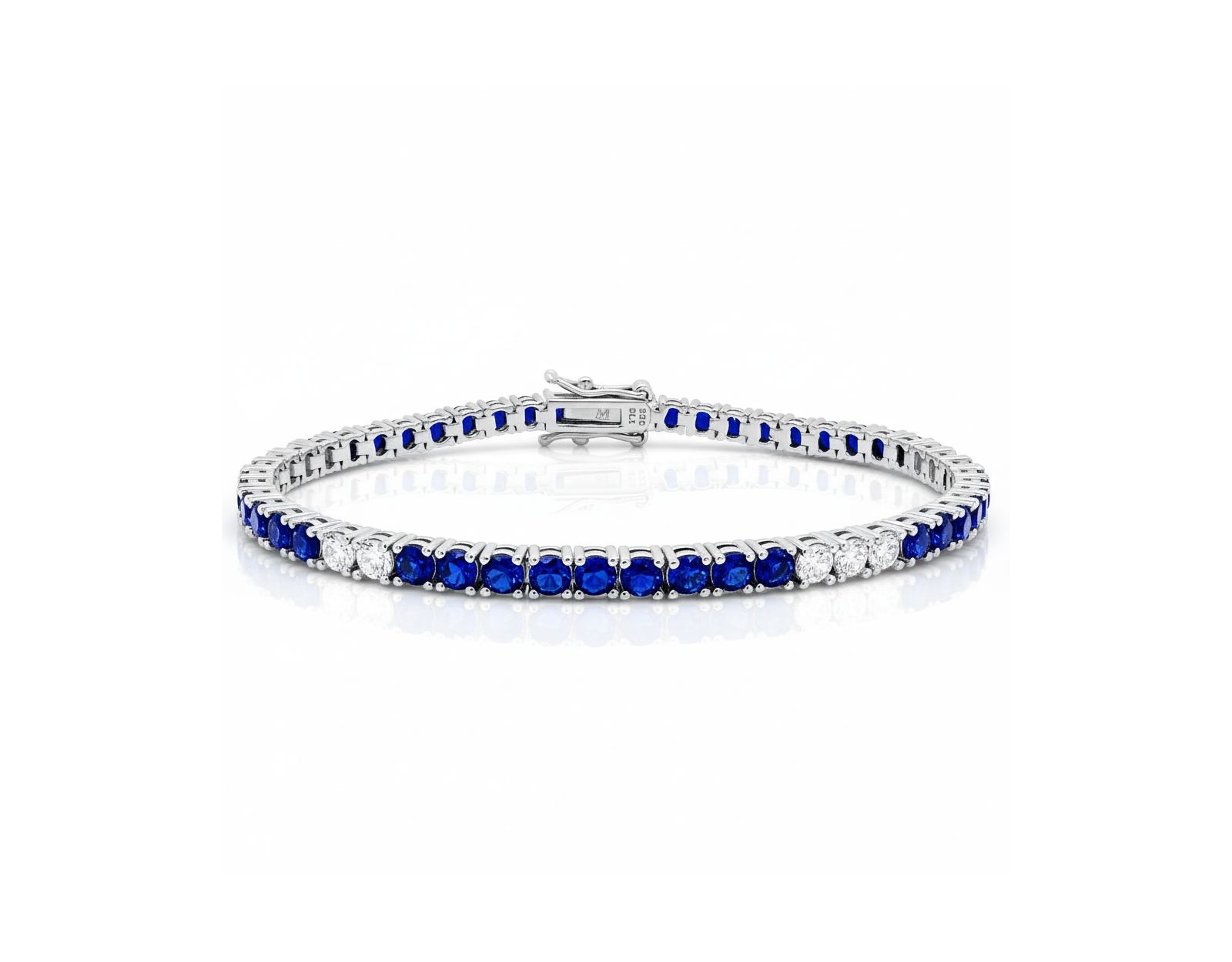 "Etoielle Silver Tennis Bracelet with Created Sapphires & CZ, 7-Inch"