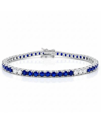 Etoielle серебряный браслет Tennis с сапфирами и CZ, 7-Inch"