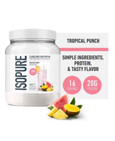 Isopure Clear Low Carb 100% Whey Protein Isolate, тропический пунш, 20g белка, около 16 порций