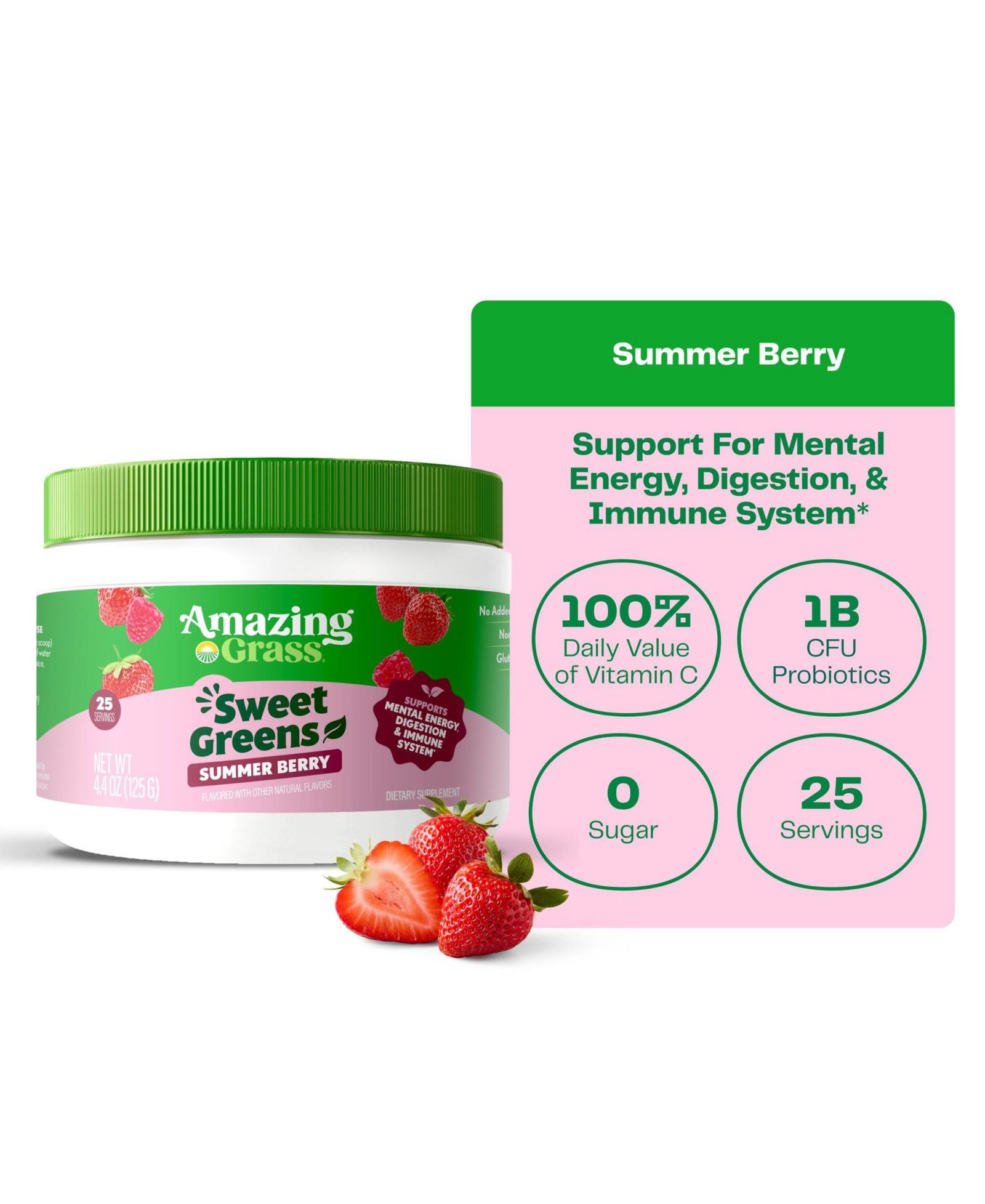 Amazing Grass Sweet Greens суперфуд порошок, Summer Berry, 25 порций