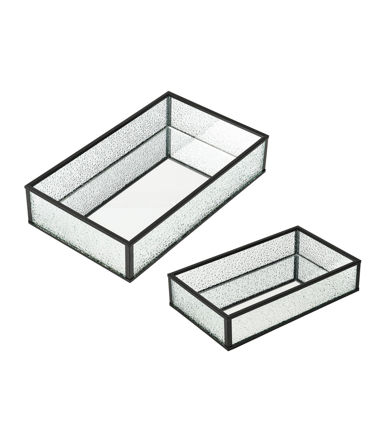Набор LAURAELLA 2PC, стеклянный поднос для макияжа и украшений, прозрачный с черным