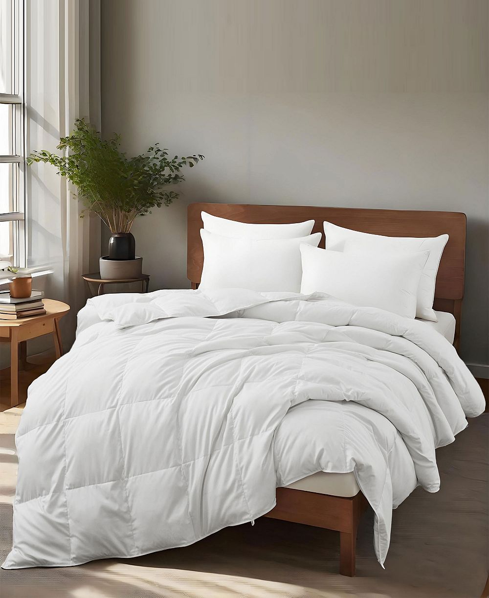 Всесезонное мягкое одеяло Unikome White Down Feather and Fiber Comforter, Full/Queen