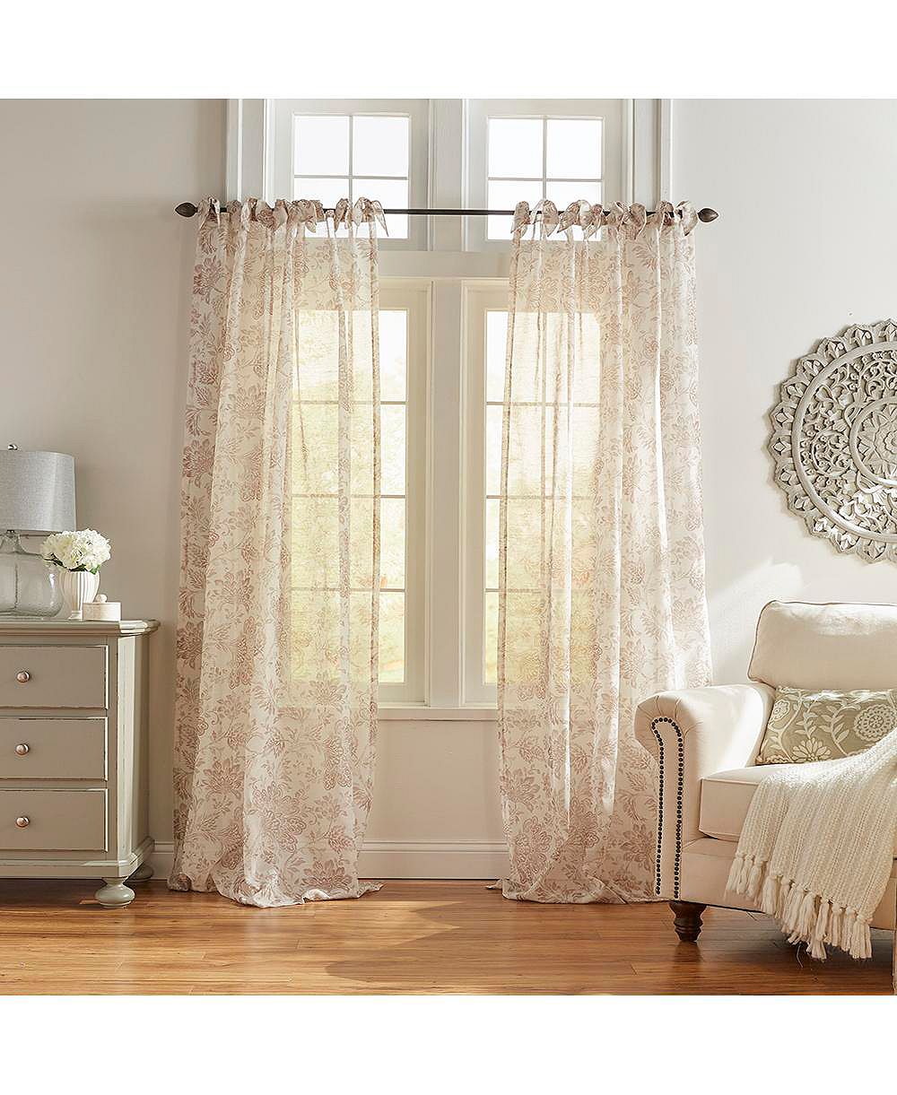 Threadmade Westport Floral Tie-Top Sheer Window Curtain