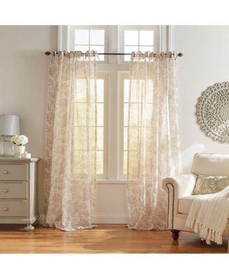 Threadmade Westport Floral Tie-Top Sheer Window Curtain