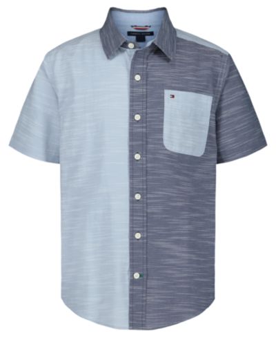Мужская рубашка Tommy Hilfiger Boys' 8-20 Textured Party Short-Sleeve Woven