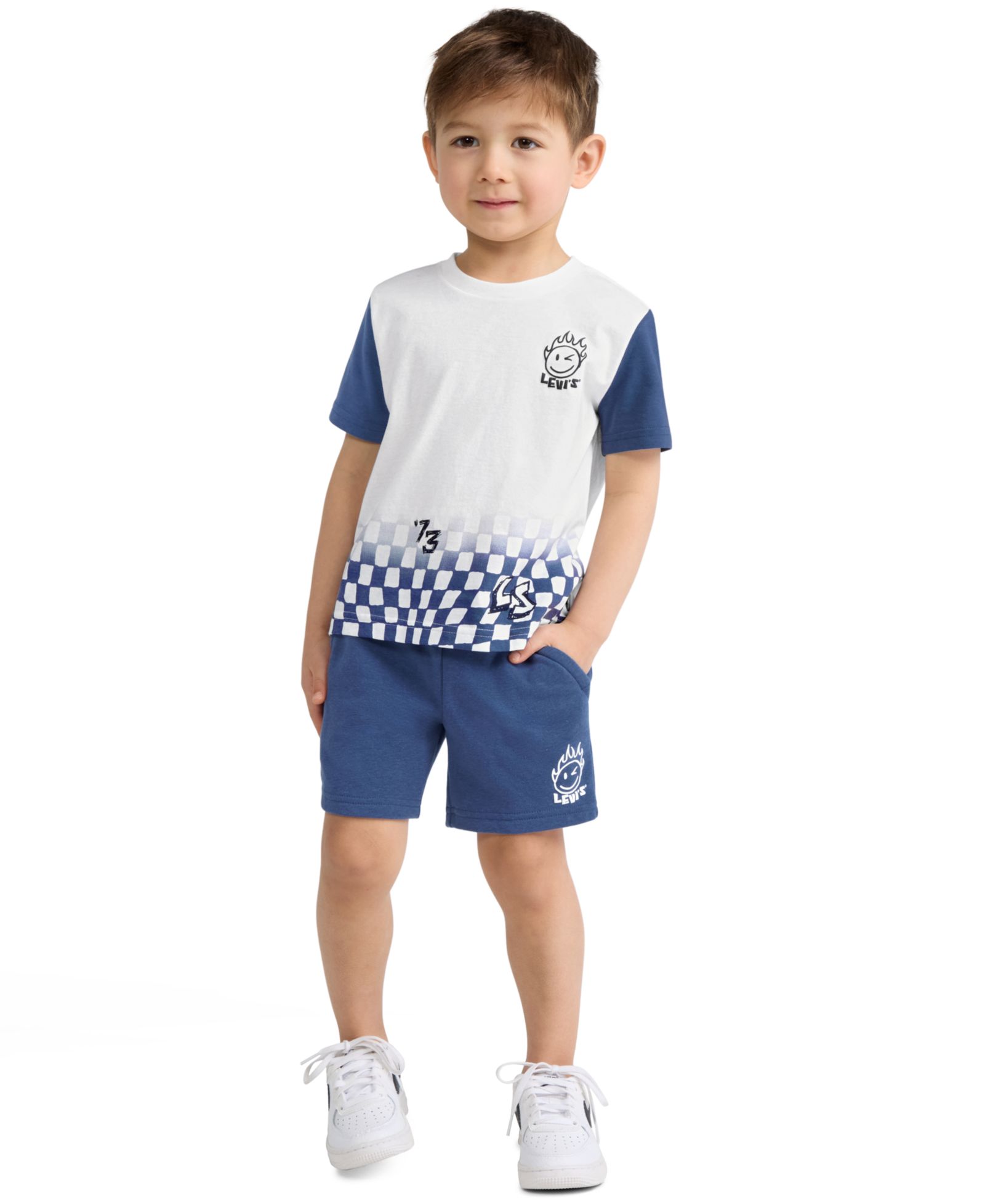 Levi's Детский комплект из футболки Smiley Check и шорт, 2-Piece Set, 2T-7