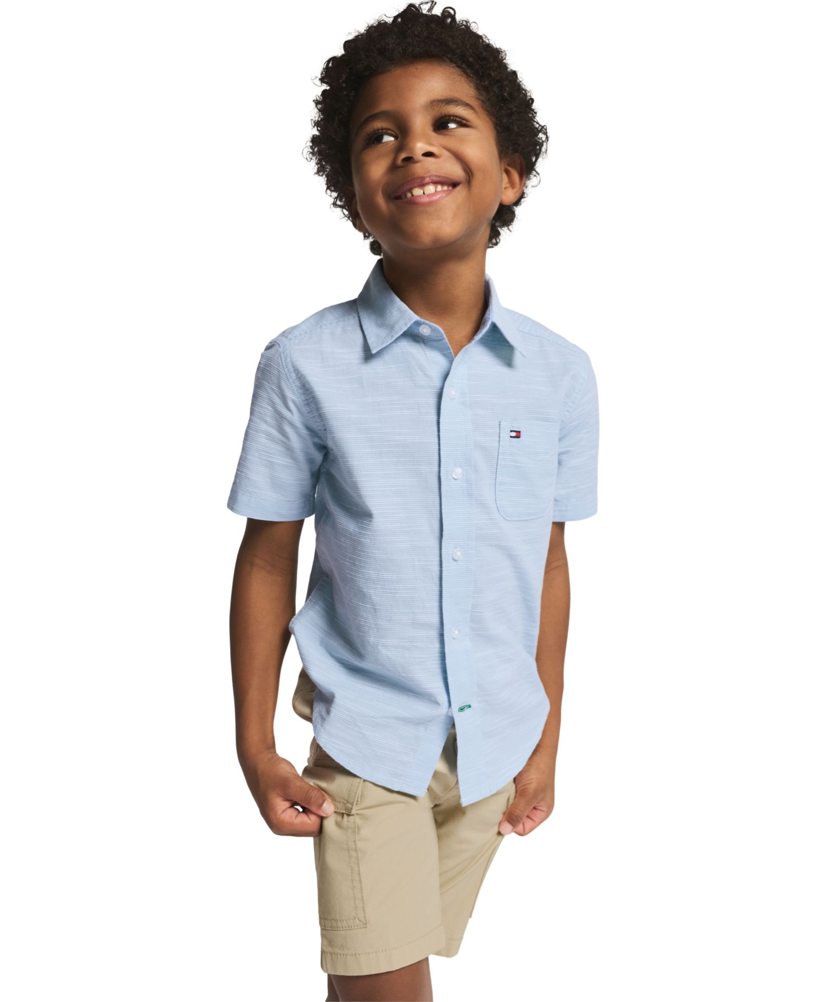 Tommy Hilfiger Boys' 2T-7 Texture Short-Sleeve Woven Shirt