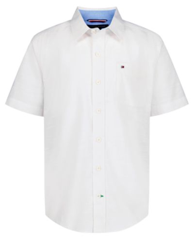 Мужская рубашка Tommy Hilfiger Boys' 2T-7 Texture Short-Sleeve Woven
