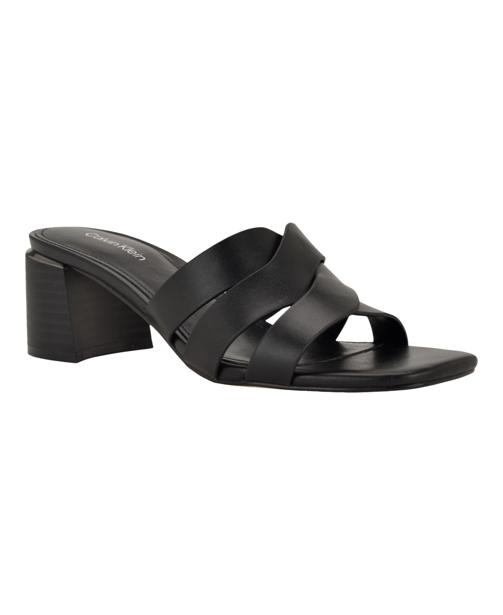 Calvin Klein Women's Vivianna Woven Slip-On Block Heel Sandals
