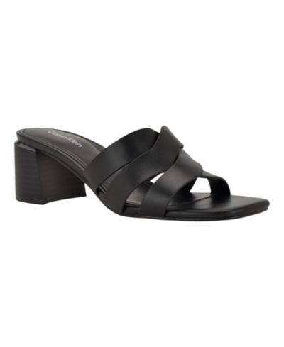 Calvin Klein Women's Vivianna Woven Slip-On Block Heel Sandals